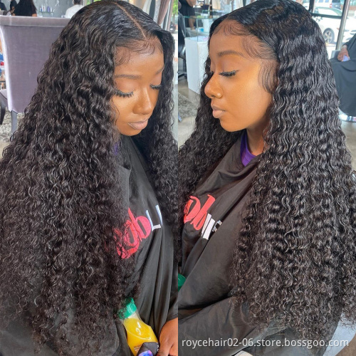 Cheap Brazilian Virgin human hair 36 Inch Braided lace wig, Water Wave Curly Hair Pre Plucked 13x4 HD Swiss Lace Front Wig